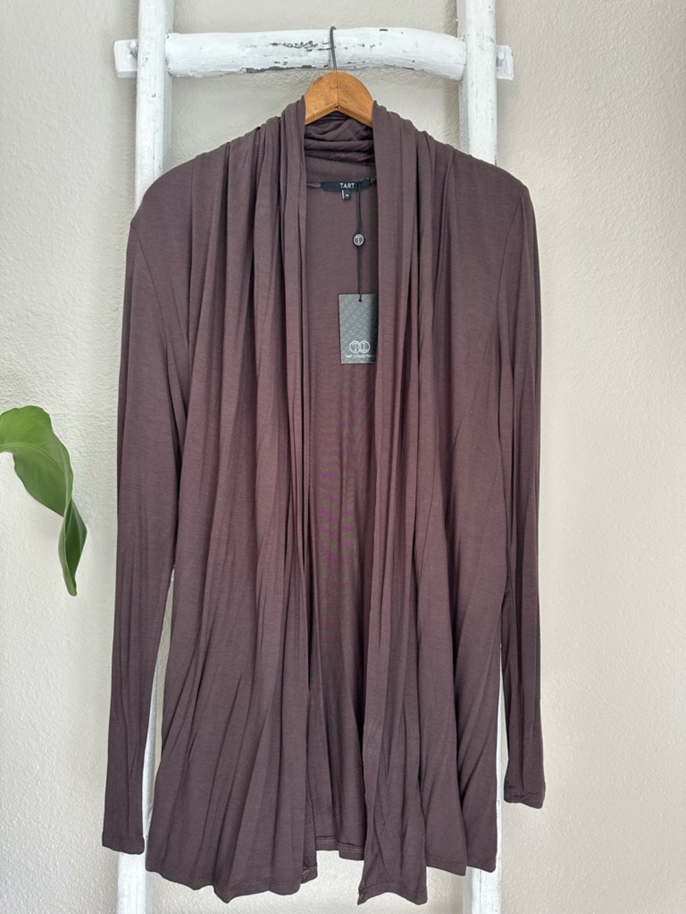 NWT Tart - Brown Lightweight Draped Open-Front Cardigan